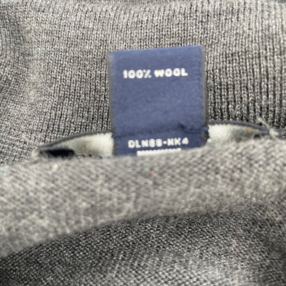 Lands End Vtg. Mens Henley Sweater Sz. XXL Dark Gray 100% Wool Knit Long Sleeve - Picture 4 of 7